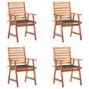 Exclusive House - Outdoor Dining Chairs Set of 4 and Cushions Solid Acacia