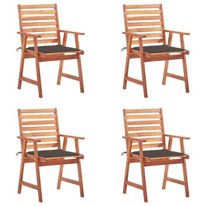 Exclusive House - Outdoor Dining Chairs Set of 4 and Cushions Solid Acacia