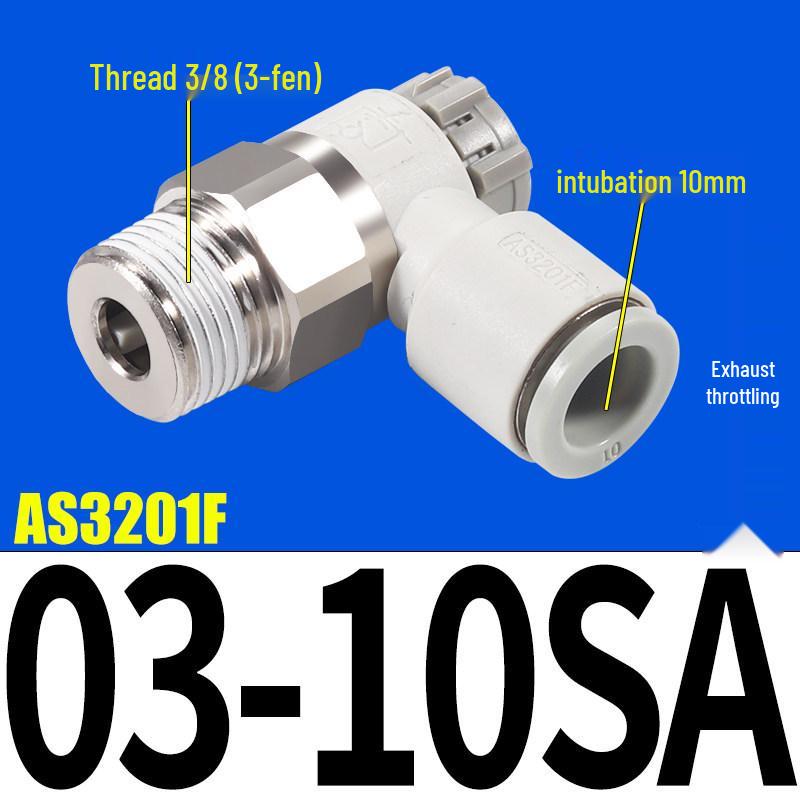 SMC AS1201F Pneumatic Speed Control Valve - Adjustable Throttle Push-Lock Fitting for Cylinder Control