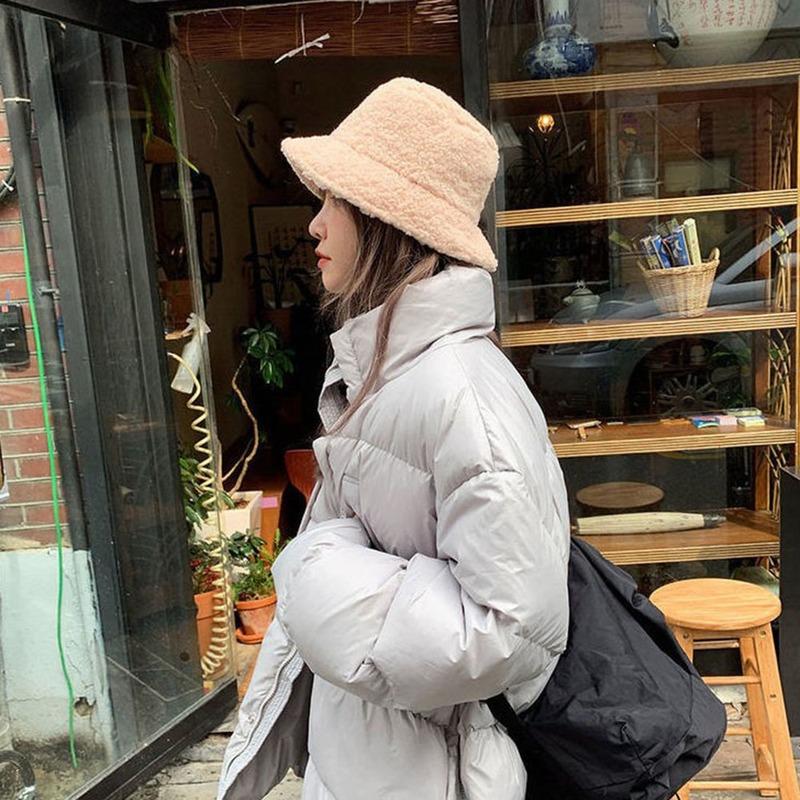 Lamb Wool Faux Female Hat Fur Warm Female Hat Faux Fur Winter Women's Bucket Hat Outdoor Sun Hat Lady Hat EMA