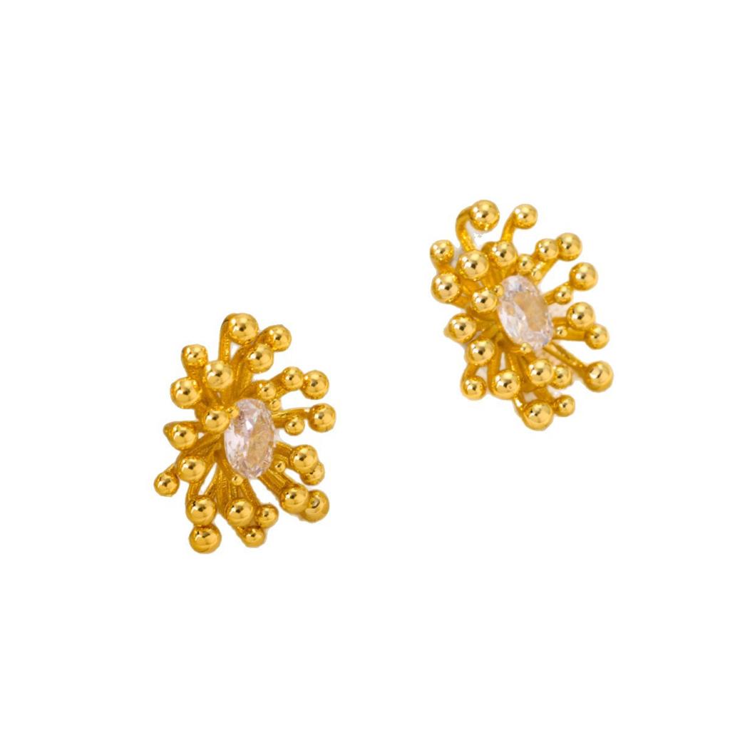 French Style Light Luxury Fashionable Personality Fireworks Zircon Earrings Women's High-end Sense Simple Exquisite Temperament Commuting