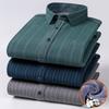 Men's Long Sleeve Cotton Plaid Shirt with Velvet Lining