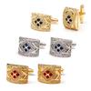 Men's Gold Cufflinks with Black Zircon Inlay - Luxury Shirt Sleeve Studs (XK24001)