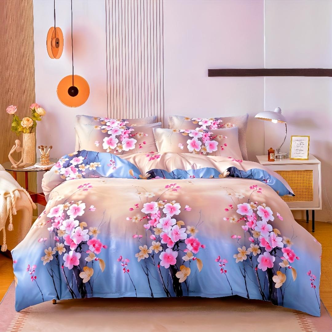 

Pink Floral Bedding Set 3D Printed Duvet Cover Set Soft Single Twin Size Home Decor Duvet Cover Set Cute Birthday Gift For Girls Eu Single 135x200cm