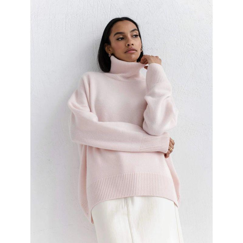 Fashion Women's New Loose High Collar Autumn and Winter Sweater Loose Fitting High Neck Sweater