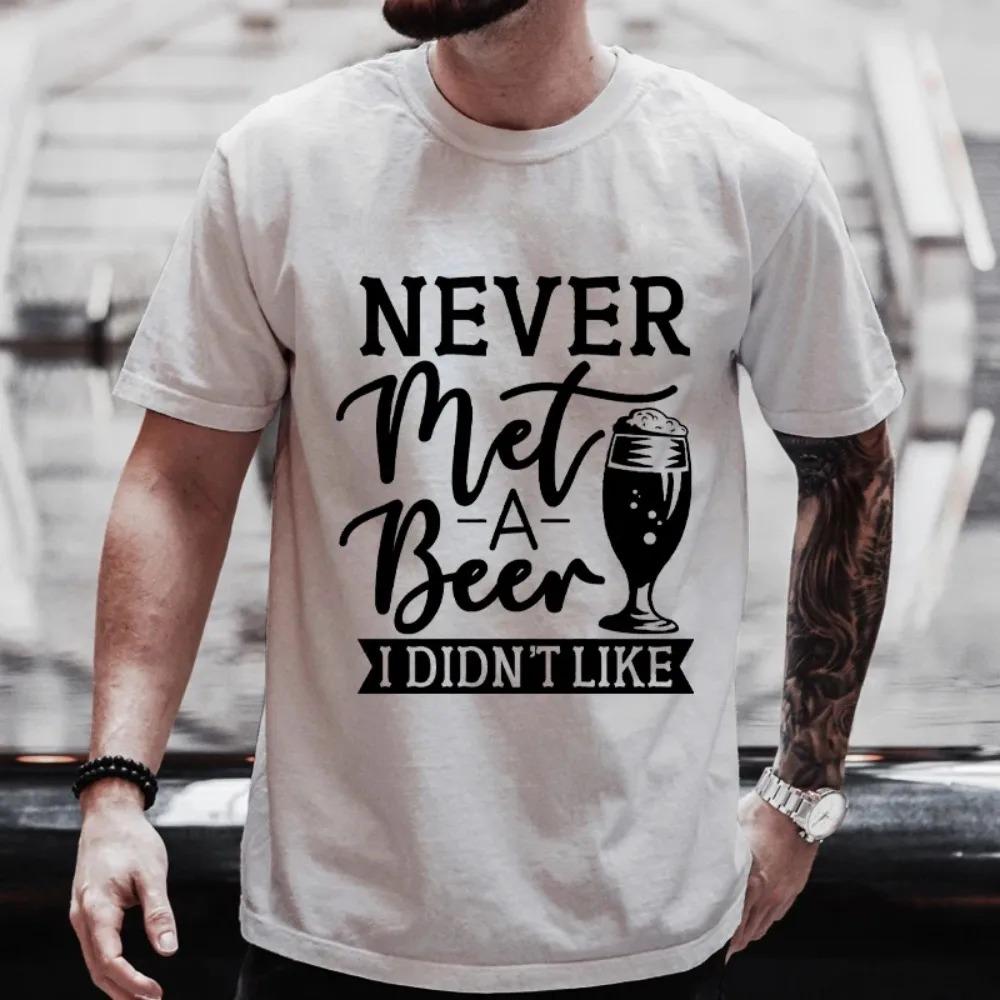 Fashion Beer Graphic T Shirts Men Y2k Clothes 2024 International Beer Day Streetwear Friends Drinking Party Tops Short Sleeve