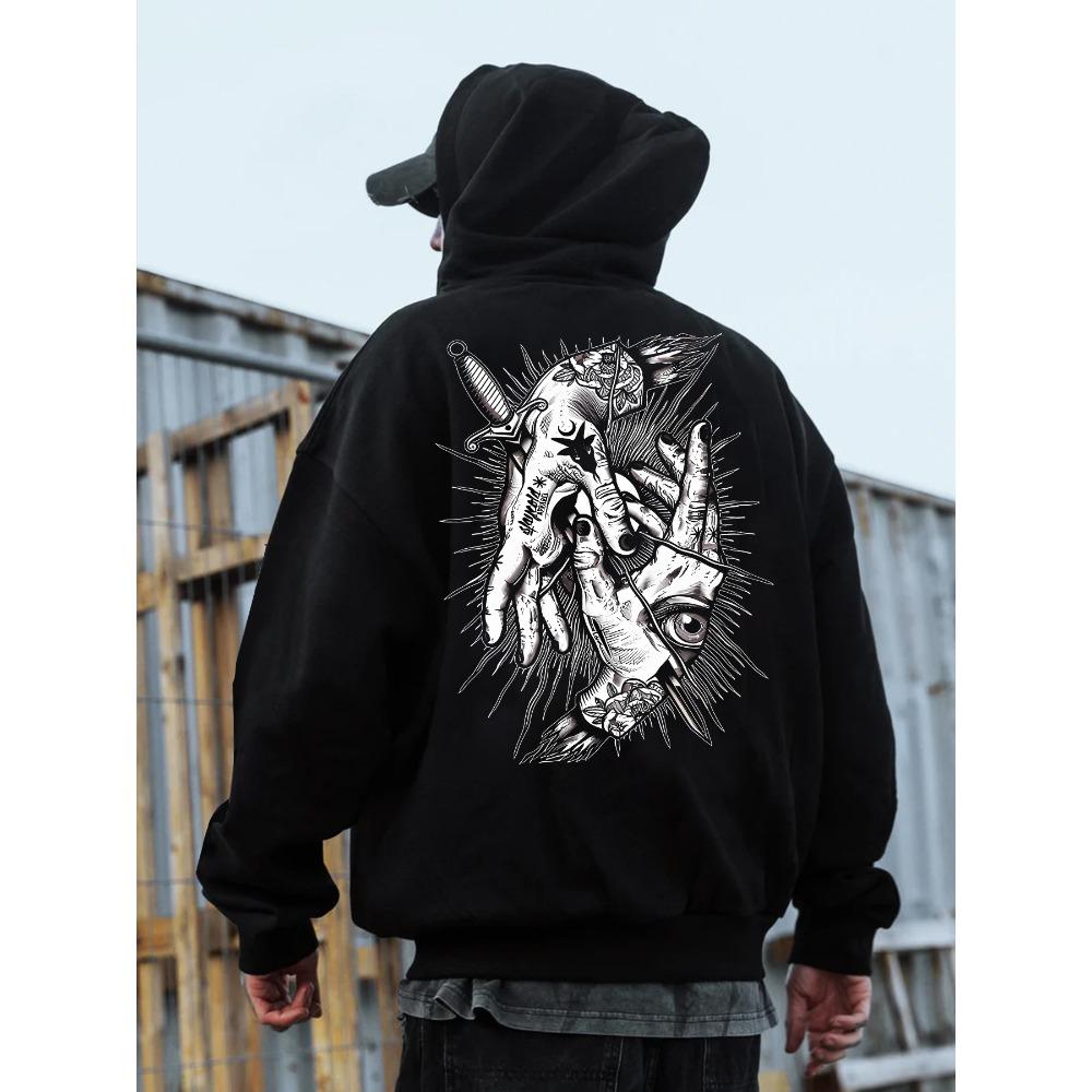 Fashion Hand Eye Totem Printed Men's Hoodies Pullover Autumn Clothing Casual Clothes Women Tops Outdoor Street Sweatshirts