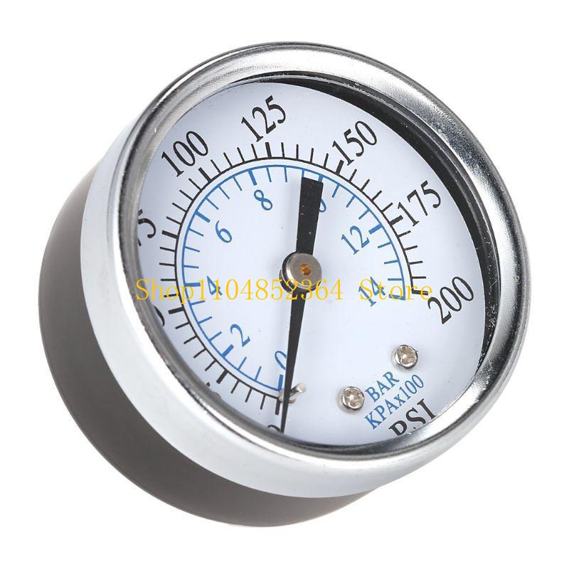 652F Pressure Gauge Compressor 2" Face 0-200 PSI Back Mount 1/4" Npt 0-14Bar for Car Bike Motorcycle Basketball