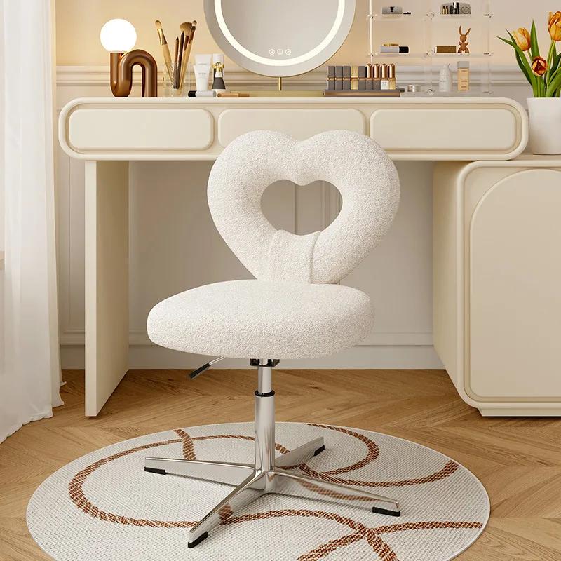 Household Makeup Stool Dressing Chair Girl Bedroom Cream Style Cute Vanity Stools Adjustable Rotating Nail Chair Ottomans Bench