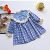 Autumn 2026 Korean-Style Plaid Girl's Dress with Little Bear Embroidery, Doll Collar, and Ruffle Lace