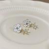 French White Camellia Zircon Stud Earrings: Luxurious, Unique, Exquisite High-End Ear Ornaments