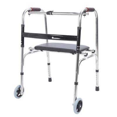 Opvouwbare rollator met voorwielen, afneembare zachte zitting, roestvrijstalen frame 6