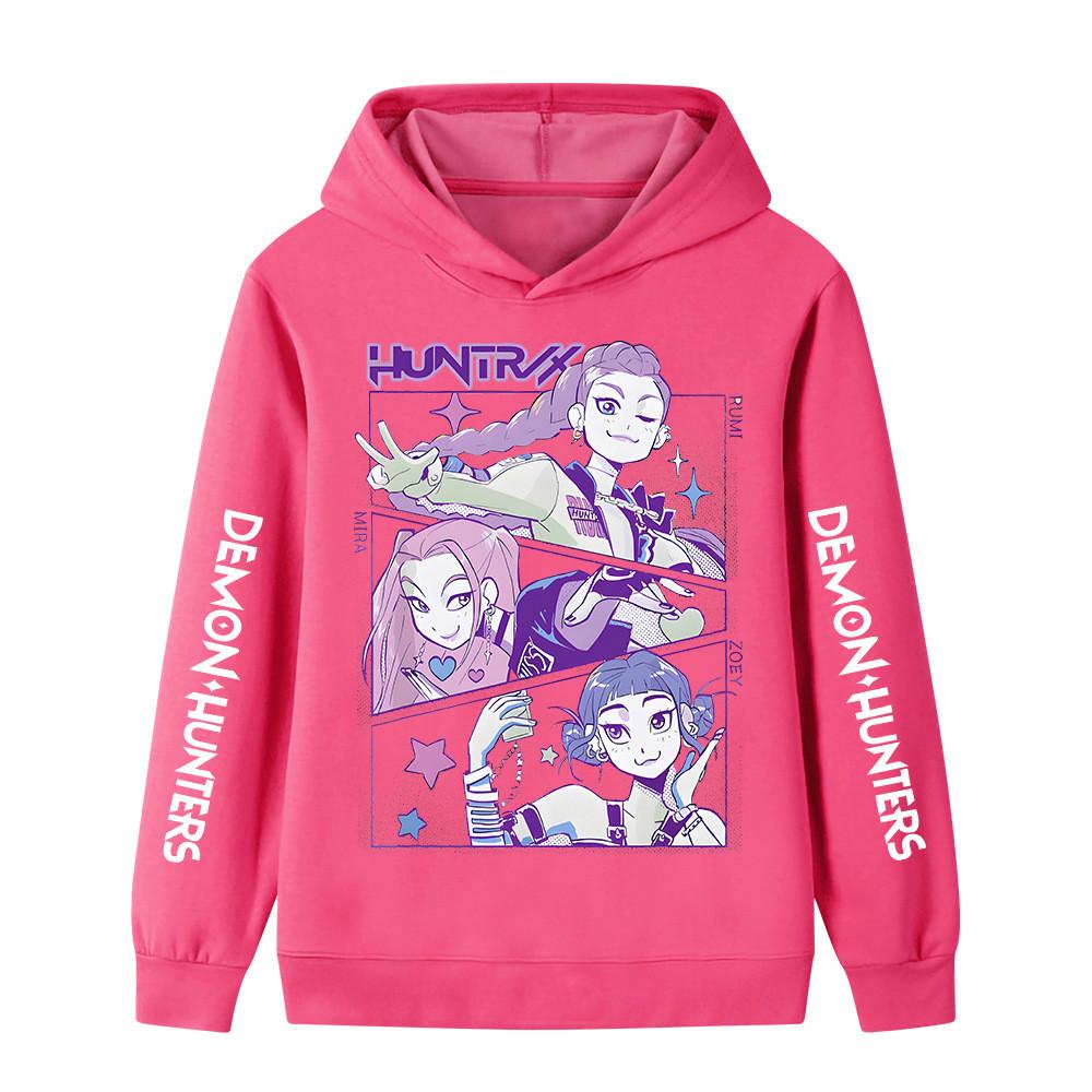B1196XX Kids Boys Girls Kpop Rumi Zoey Mira Huntrix Print Long Sleeves Hoodie