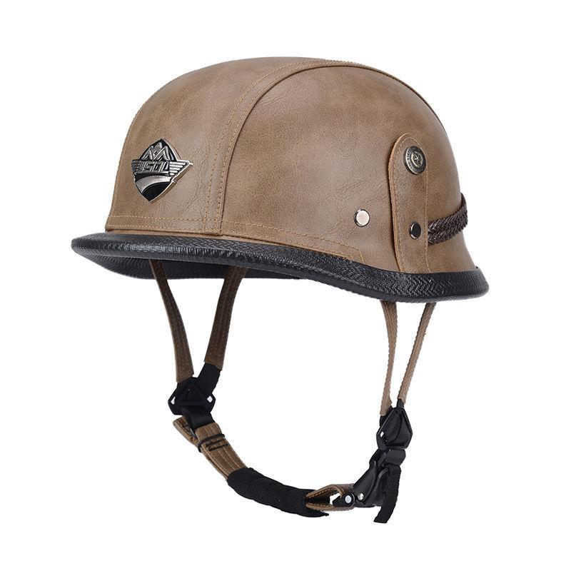 Pedal German Helmet Cruise Vintage Half Helmet Harley Men Motorcycle Helmet Locomotive Scaler Helmet Soldier Helmet Leather Helmet