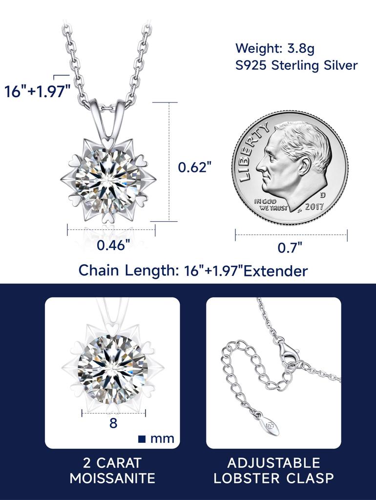 Snowflake Necklace Carat Moissanite Necklace 925 Silver Necklace Gift Popular Brand Birthday Anniversary Present 40cm Pendant Delicate Gift Box