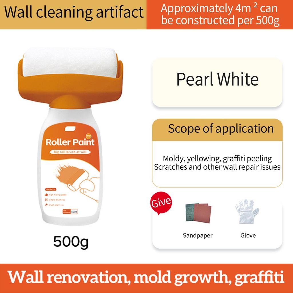 Wall Roller Brush, 2 In 1 Wall Paint White, Wall  Roller Brush With Wall Paste For Kitchen, Bedroom, Living Room And Playroom