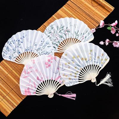 1Pcs Dance Performance Props Folding Fan Japanese Silk Cloth Durable Retro Fans