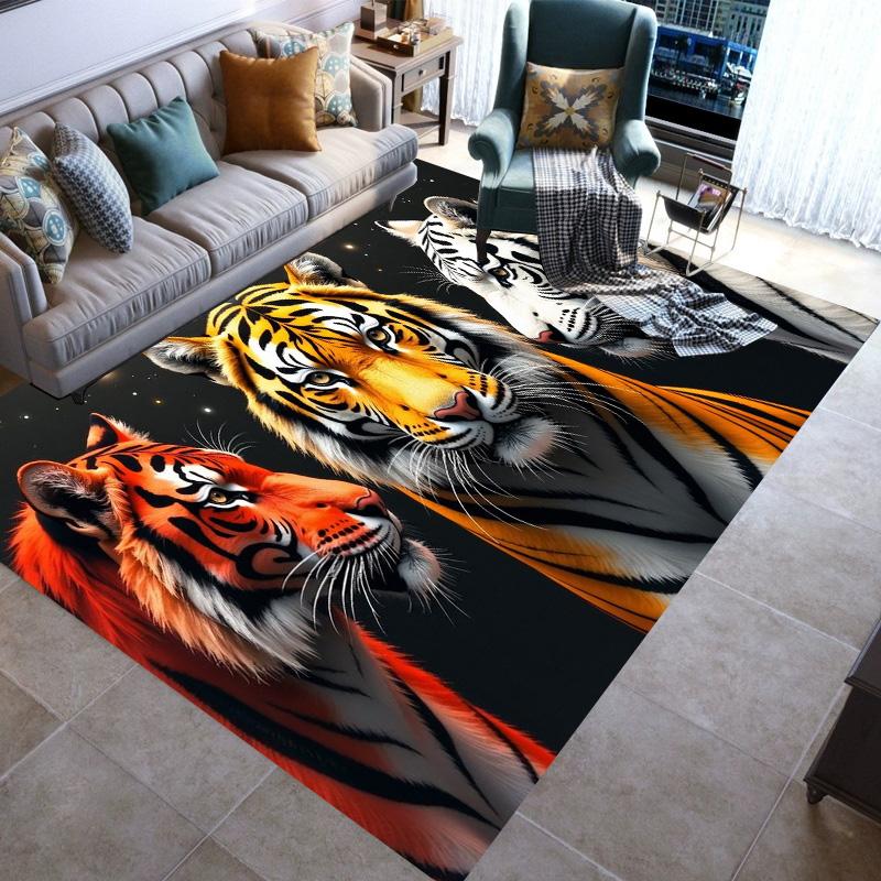 Large Area Rugs Non Slip Animal Tiger Pattern Carpet Living Room Sofa Kitchen Entrance Doormat Hallway Balcony Floor Mat