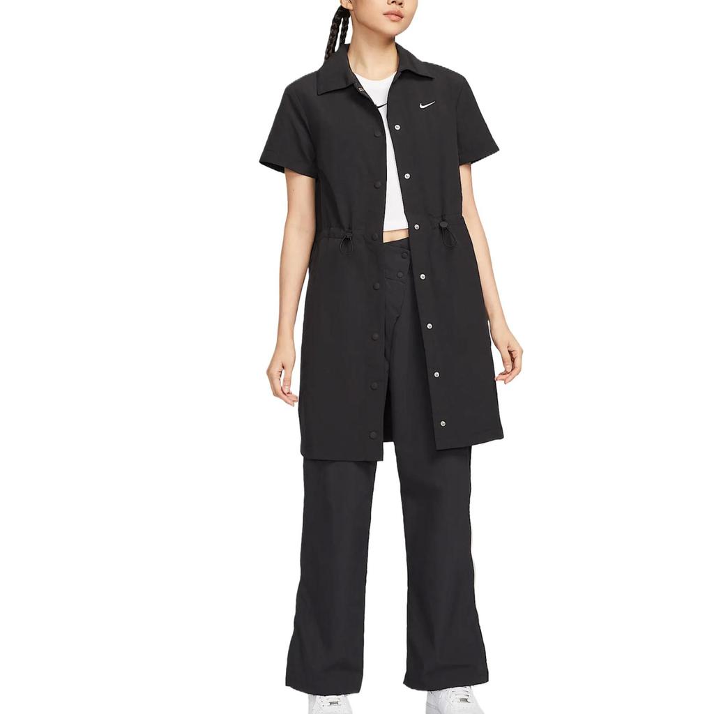 Nike Sportswear Everything Wovens Fashion Simple Beautiful Trendy Short Sleeve Dress Women Dresses Black HJ1145-010