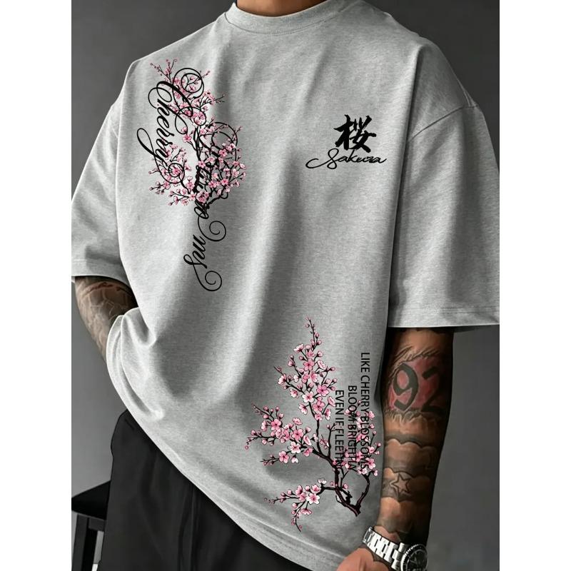 European and American men's Gothic summer personalized letter print soft and breathable round neck T-shirt outdoor urban top