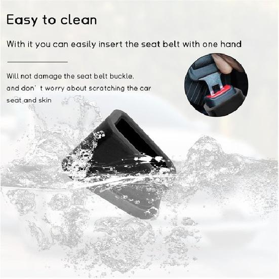 2 PCS Car Seat Belt Buckle Holder, Silicone Auto Seatbelt Buckle Booster, Black