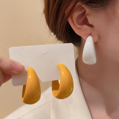 Fashion Acrylic Hoop Earrings for Women C-shaped Earring Big Round Circle Statement Simple Earring Wild Jewelry AVE