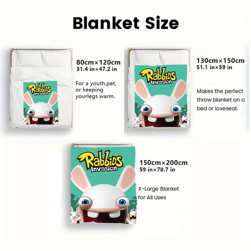 Raving Rabbids (Big-eyed Rabbit) 2D Flat Pattern Flannel Blanket High Quality All Seasons Warmth and Comfort Perfect for Christmas Gifts.P260914517