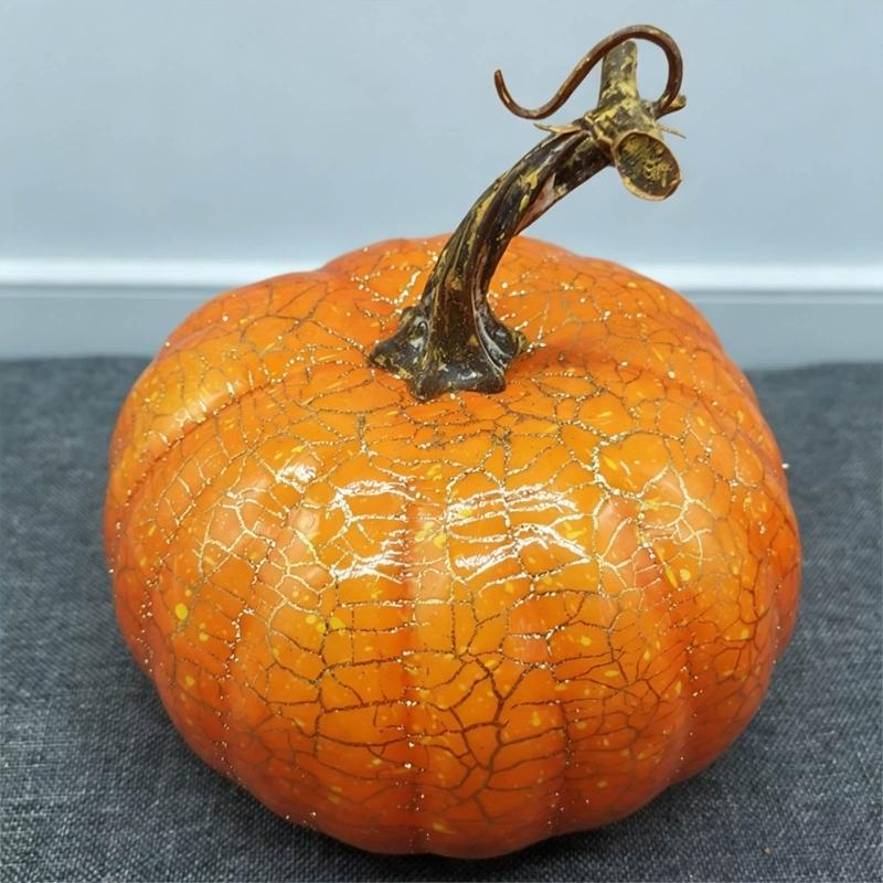 Faux Pumpkin Styling Accent for Harvest Arrangements, Textured Finish Feature for Shelf Use, Thanksgiving Setups and Fall Home Groupings