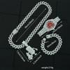 Hot Selling Cartoon Microphone, Money Bag Pendant, Diamond Cuban Chain Necklace, Bracelet, Men's Watch Set in Europe and America