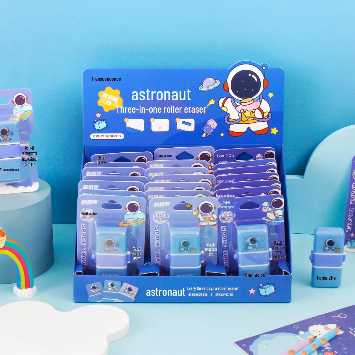 

Transcendence Astronaut Multifunctional Eraser & Pencil Sharpener for Students Roller Version - Mixed Colors - 1 Piece