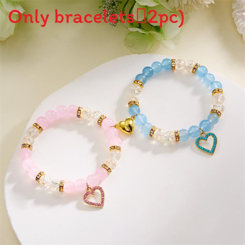 Love Heart Charm Bangles For Men And Women With Alloy And Glass Materials Summer