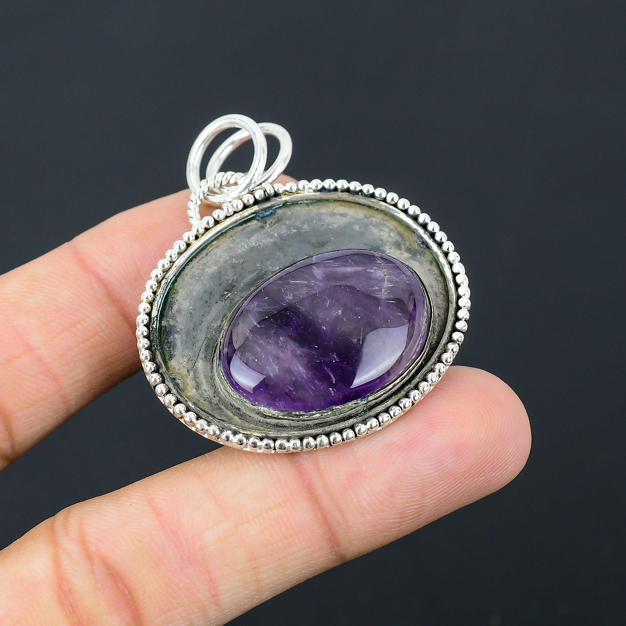 Daughters Day Deal 925 Silver Star Amethyst Stone Ethnic Engagement Boho Pendant
