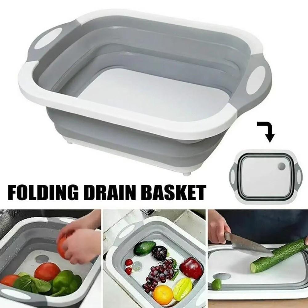 Portable Collapsible Cutting Board Space Saving with Built-in Sink Folding Wash Basin 3 In 1 Durable