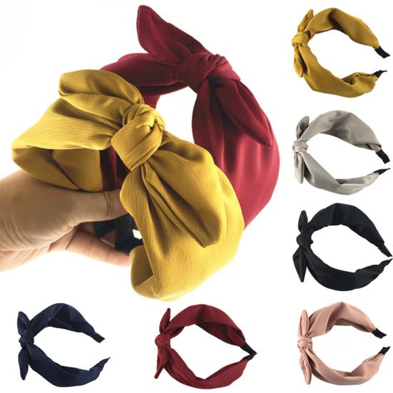 Damen Einfarbig Schleife Haarreif Haarband Breite Kante Stirnband Accessoires