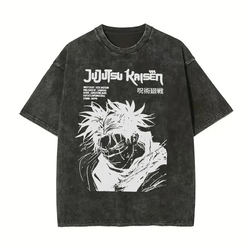 

Jujutsu Kaisen Choso T Shirt Blood Manipulation Men Acid Wash Oversized Streetwear Anime Manga Cotton Vintage Sketch Top Tee M