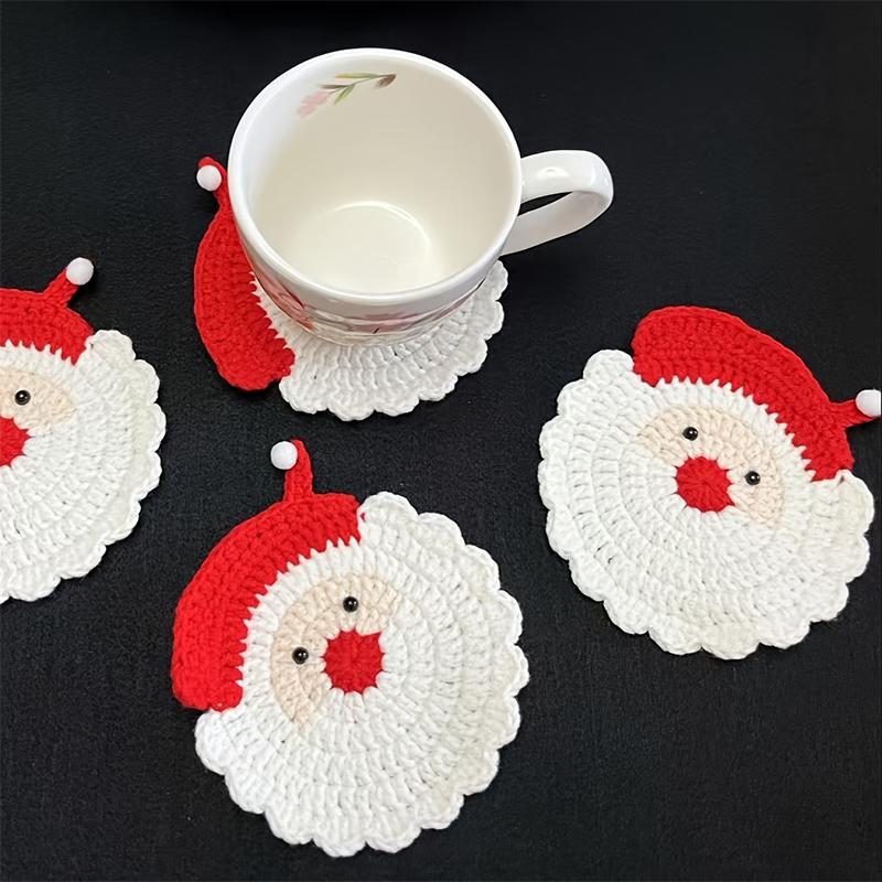 Christmas Heat-Resistant Table Protection Coasters Artistic Crochet Placemat Christmas Decorations Cute 7 Styles