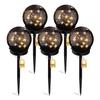 5X Solar LED Garden Lamp Ball Stake Smoked Ball Decorative Spike