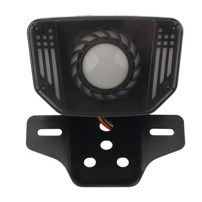 Motorcycle LED Brake Tail Light 12V Signal Lights LED Integrated Tail Light with License Plate Bracket RGB Angel Eyes Universal