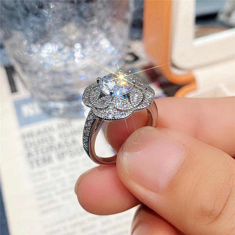 CopperWedding Ring for Women Flower Shaped Band Ceremony Party Luxury Ladies Finger Ring Fashion Jewelry Gift