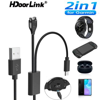 HdoorLink 2 In 1 USB Type-C Charging Cable For Iphone 15 Data Holder Power Charger Adapter Dock Bracket for Garmin Fenix 7 7S 7X Smartwatch