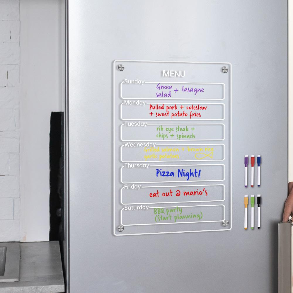 Planificator Săptămânal Tablă Magnetică Acrilică Transparentă pentru Scris 8,27x11,7in Tablă de Scris Frigider Reutilizabilă Plan