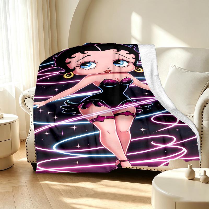 Betty Boop Pattern Blanket for Home Decoration, Bed, Sofa, Car Travel, Camping, Suitable for All Seasons, Birthday Christmas Gift