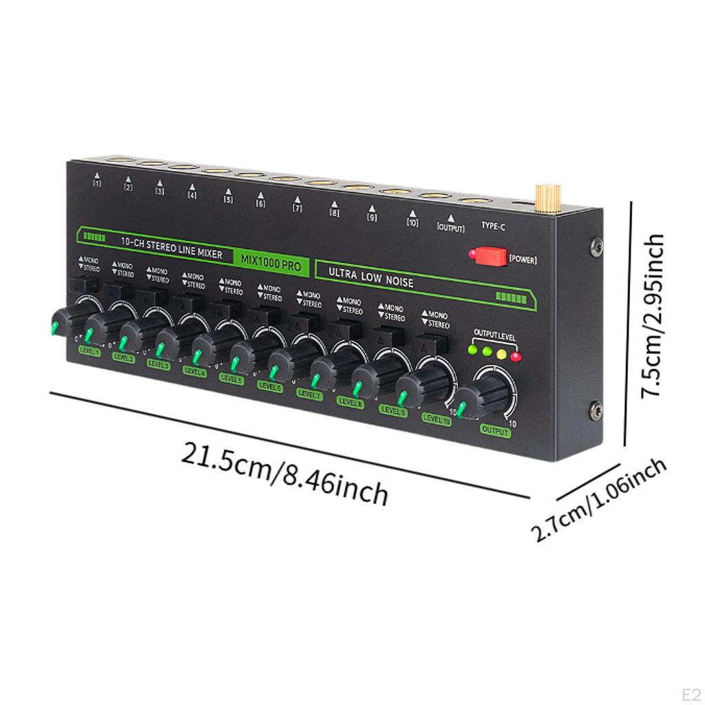 Audio Mixer 10 Channel Dynamic Sound Mixing Console for Podcast Computer Car