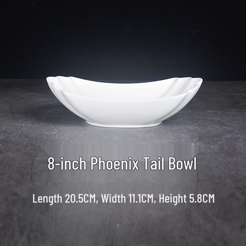 Irregular Shaped Ceramic Peacock Tail Bowl - Creative White Tableware for Salads and Dishes