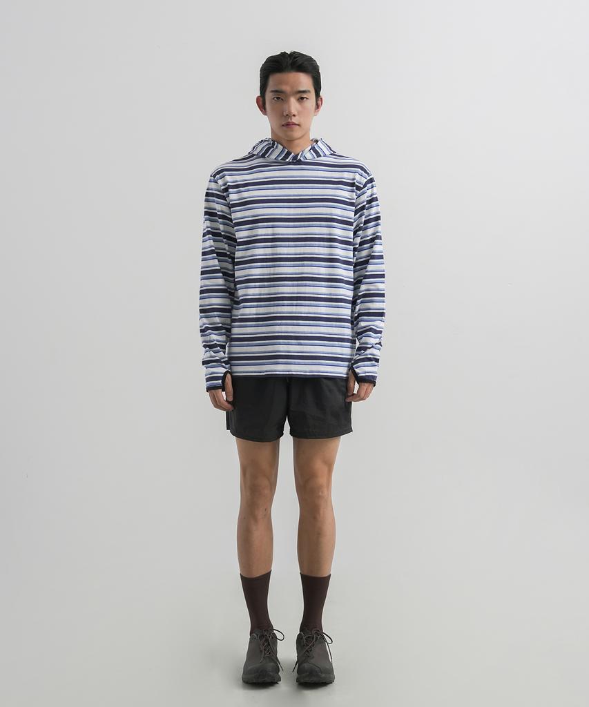 Circular Type Striped Hoodie (Sky Blue)