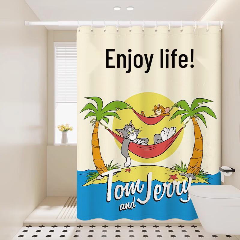 

Yicang Tom and Jerry Punch-Free Shower Curtain Set