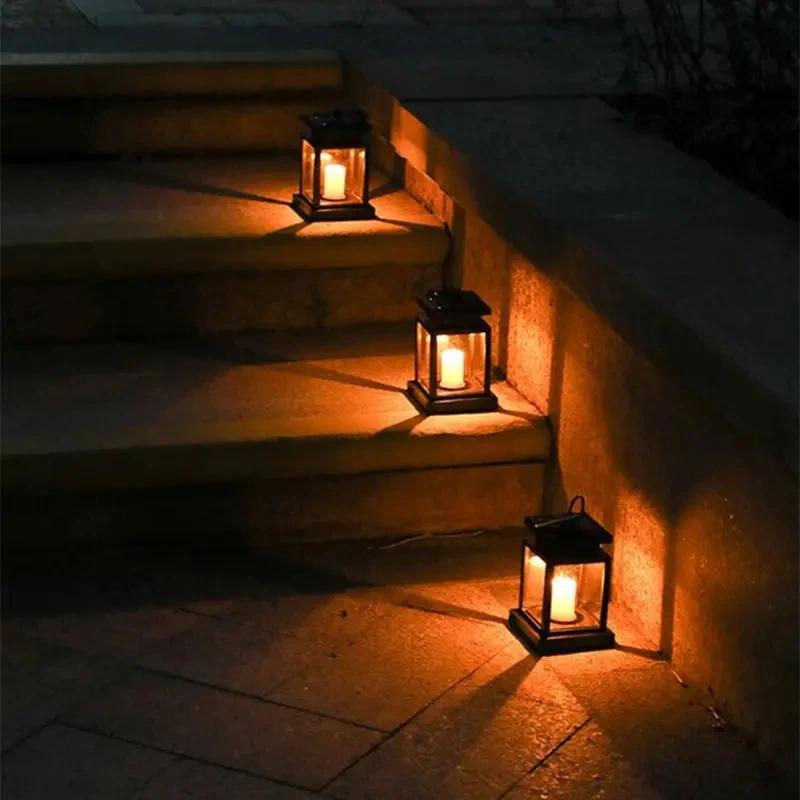Solar Palace Lantern Hanging Candle Lamp Outdoor Solar Lights Decor Item for Lawn Landscape Patio Floor Yard Garden Atmospheric