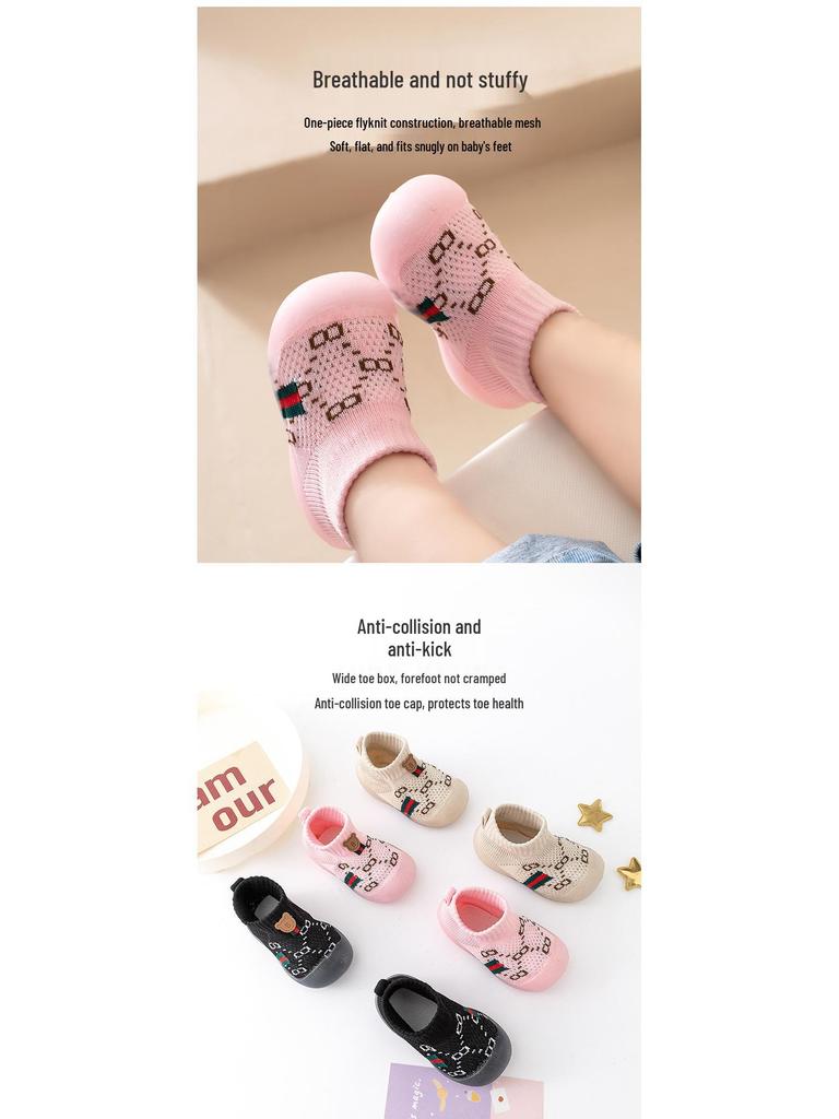 Soft Sole Mesh Baby Walking Shoes for 0-2 Years, Breathable Flyknit, Spring/Autumn