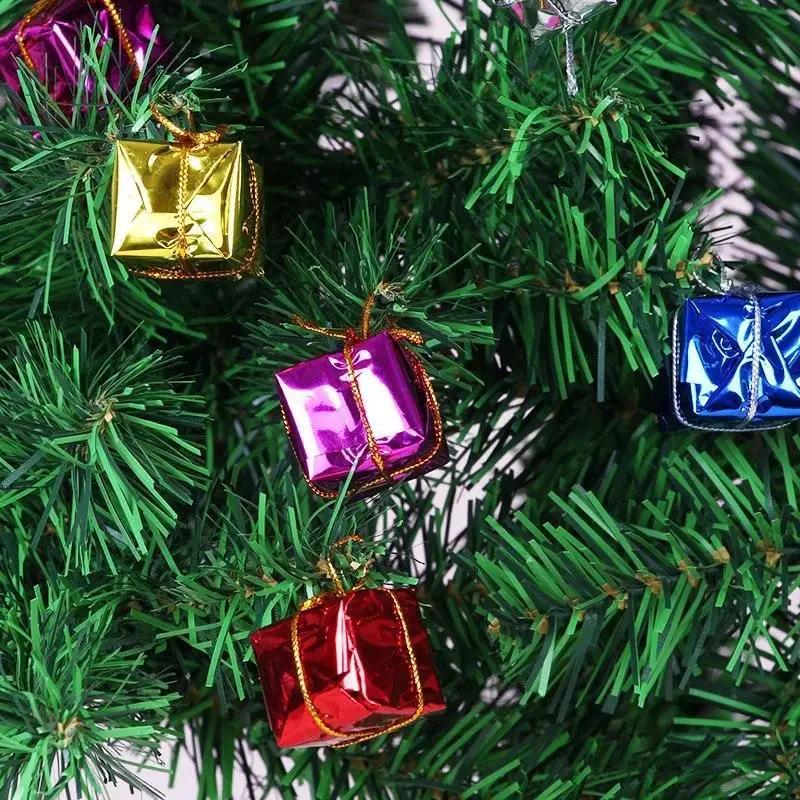 12Pcs Mini Gift Boxes - Christmas Tree Ornaments, Colorful Foam Pendant Decor for New Year Party