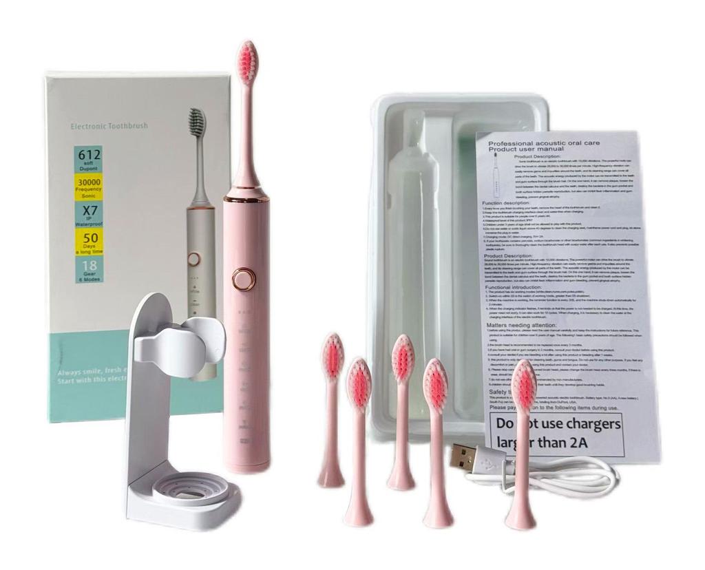 Sonic Couple Electric Toothbrush X-18: 6-Speed Soft Bristle Smart Brush for Adults